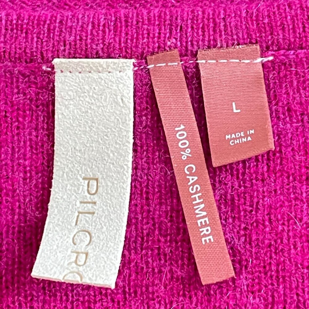 Pilcro 100% Cashmere Pink Oversized Split Neck Sweater Large Soft Luxe - Picture 5 of 11